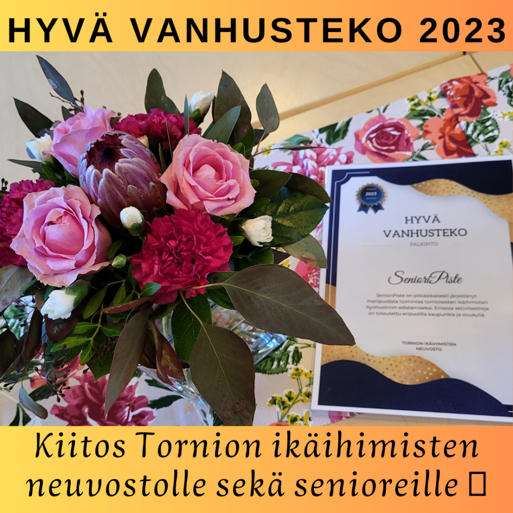 Hyvä vanhusteko 2023 -palkinto SenioriPisteelle!